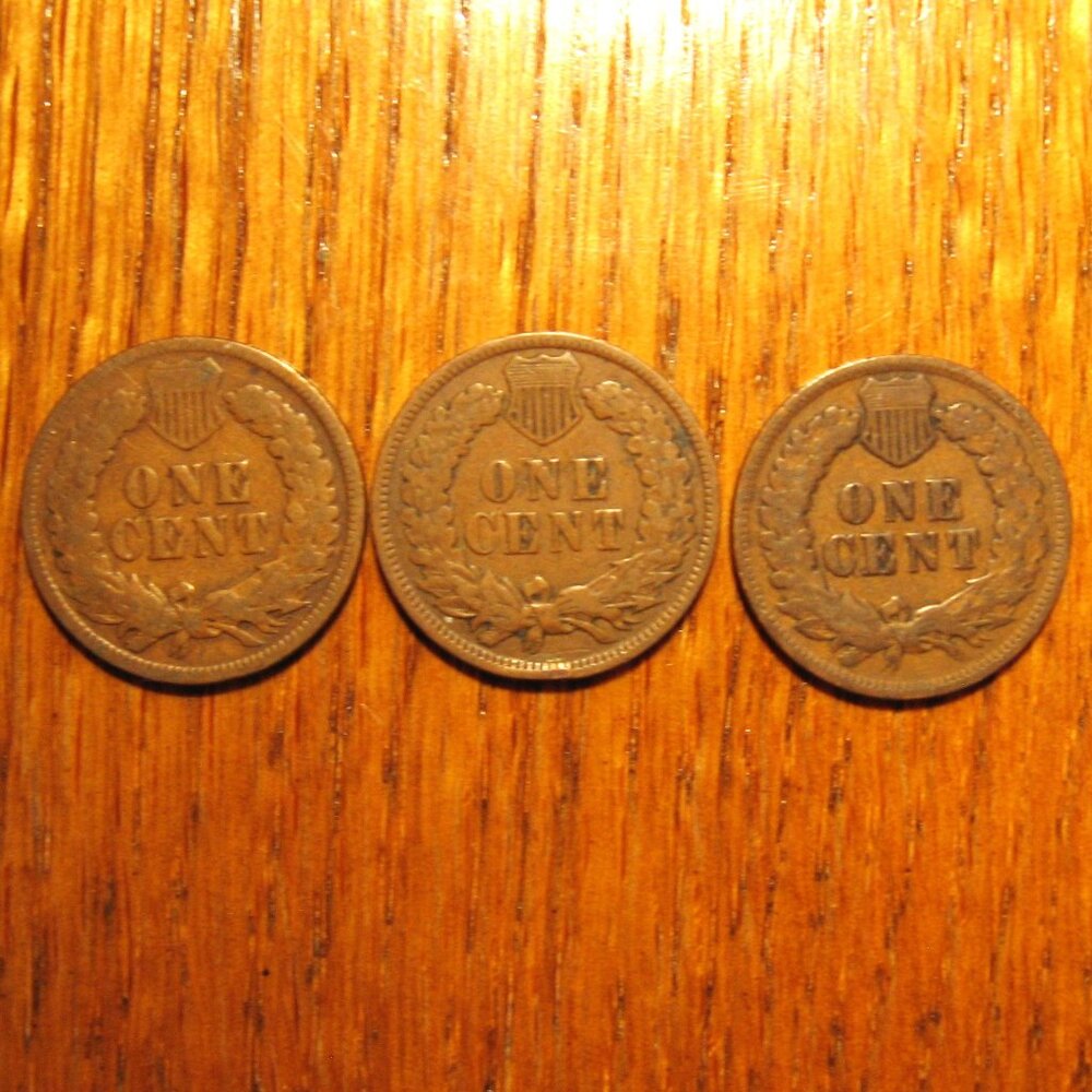 Assortment of 3 Indian Head Pennies with a date range of 1903 through 1906 - Picture 2 of 2